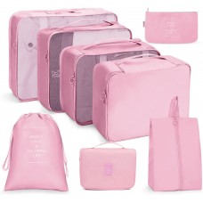 8 In 1 Toiletry Bag Travel Storage Bag Set Folding Storage Bag  Pink