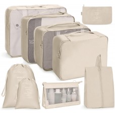 9 In 1 Cosmetic Bag Travel Storage Bag Set Folding Storage Bag   Beige