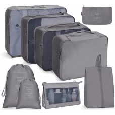 9 In 1 Cosmetic Bag Travel Storage Bag Set Folding Storage Bag  Gray