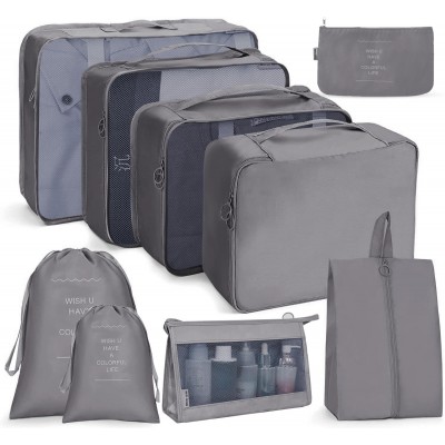 9 In 1 Cosmetic Bag Travel Storage Bag Set Folding Storage Bag  Gray