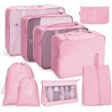 9 In 1 Cosmetic Bag Travel Storage Bag Set Folding Storage Bag  Pink