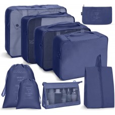 9 In 1 Cosmetic Bag Travel Storage Bag Set Folding Storage Bag  Navy Blue