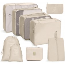 9 In 1 Toiletry Bag Travel Storage Bag Set Folding Storage Bag   Beige