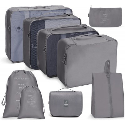 9 In 1 Toiletry Bag Travel Storage Bag Set Folding Storage Bag  Gray