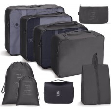 9 In 1 Toiletry Bag Travel Storage Bag Set Folding Storage Bag   Black
