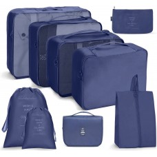 9 In 1 Toiletry Bag Travel Storage Bag Set Folding Storage Bag  Navy Blue