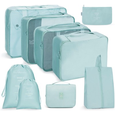 9 In 1 Toiletry Bag Travel Storage Bag Set Folding Storage Bag   Lake Blue