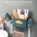 Kitchen And Bathroom Dual  purpose Non  perforated Wall  mounted Toothbrush Holder Device Rack  Blue