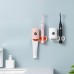 2 PCS Bathroom Punch  Free Toothbrush Rack Wall  Mounted Automatic Storage Electric Toothbrush Rack  Color  With Cup  Gray White